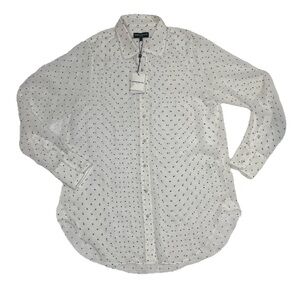 Generation Love Mercy Polka Dot Sheer Button Up Shirt Womens Size L Large Blouse